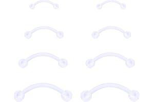 Gojewen 8pcs Clear Curved Barbells Retainer 16G Plastic Eyebrow Lip Helix Tragus Rook Bars 6-12mm Acrylic Bioflex Piercing