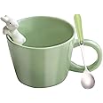 BigNoseDeer Cute Easter Bunny Mugs with 3D Rabbit Inside Ceramic Kawaii Bunny Coffee Mug with Spoon, Cute Gifts Easter Gifts Personalised Birthday Gifts for Women Kids Her Mum Girls 12oz (Green)