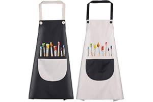 O-Kinee 2-Częściowy Fartuch Dziecięcy z Kieszeniami, Regulowany, Dla Chłopców i Dziewcząt, Szef Kuchni, Rękodzieło, Farbowanie Kuchenne, 8-12 Lat