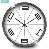 WIHY Stille Seiko Wanduhr Quarz Batterie Dekorative Einzigartige einfache Digitale europäische Moderne Schlafzimmer Wohnzimmer Anwendung elektronische Quarzuhr Home Wanduhr, 12 Zoll, Cw076 Einfachhei