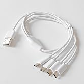 كابل شحن USB Type-C 4 في 1، أبيض، 1 متر، كابل شحن متعدد الأجهزة