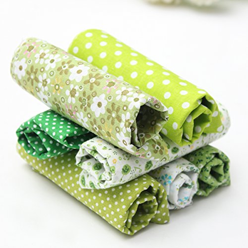 KING DO WAY 7Stueck Stoffpakete Baumwollstoff Patchwork Stoffe Baumwolle Stoffreste Paket Gruen 50x50cm