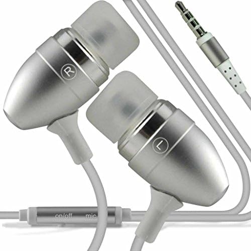 Deet® Apple iPad Air 2 Premium Quality in Ear Buds Stereo Hands Free Headphones Headset with Built in Microphone Mic &amp; On-Off Button - Silver