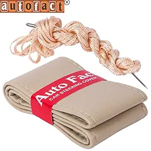 Autofact PU Leatherite Stitchable Steering Wheel Cover for Maruti Ertiga (Light Beige Color)
