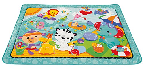 Fisher-Price CBJ65 Große Spiel- und Krabbeldecke mit Tiermotiven und Babyspielzeug, 1 x 1.50 m, blau - 8