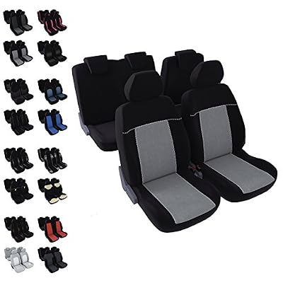 DBS - Housses de sièges - Voiture/Auto - 5 Sièges - Noir et Gris - Universelles - Anti-dérapant - Lavable