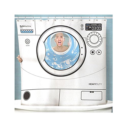 Duschvorhang, Shower Curtain | Motiv: Waschmaschine, Bath mashine | Größe: 180 x 180 cm inkl. Haken