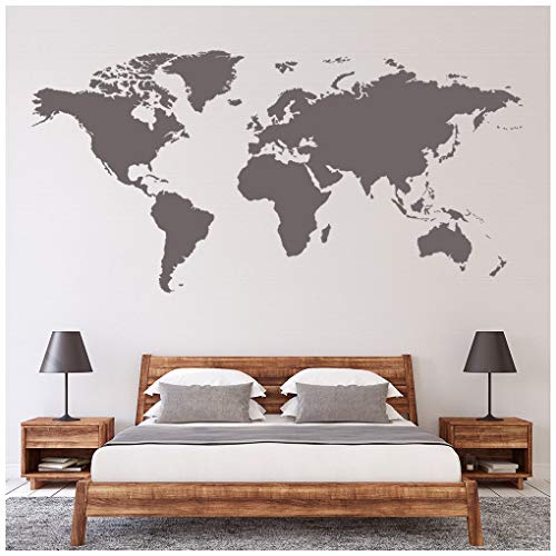 azutura Mappa del Mondo Adesivo Murale educativo Adesivo da Parete Office Bedroom School Home Decor Disponibile in 5 Dimensioni e 25 Colori Grande Nero
