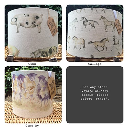Custom made Voyage Country lampshade any Voyage fabric Moorland Stag Highland Cattle Boxing Hares Hedgehog Fish etc Choice of size