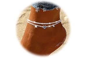 Nayyana Bracelets de cheville en argent sterling pour femme, étanche, plaqué or, zircone cubique et breloque en forme de cœur, bracelets de cheville délicats pour femme, chaîne simple