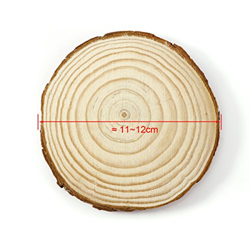 12 x Rund Holzscheiben Astscheiben Baumscheiben Namensschild Anhängeetiketten Dekomaterial Holzbrett Hochzeit Deko Basteln DIY 11-12cm - 8