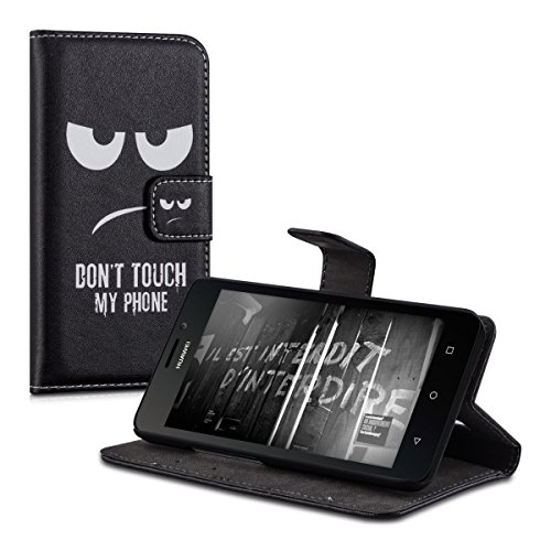 kwmobile Funda para Huawei Ascend Y635 - Carcasa de  Cuero sint  tico  con dise  o Don t Touch my Phone - Case con  Tarjetero 
