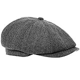 Wrapeezy - Sombrero de espiga para hombre, estilo repartidor de periódicos, 8 paneles, tweed, plano, Gatsby