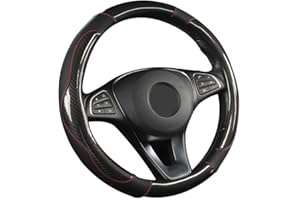 SFONIA Cubierta del Volante Fundas para Volante de Cuero Artificial Universal 37-38cm / 15" Antideslizante Transpirable Durable (Negro)