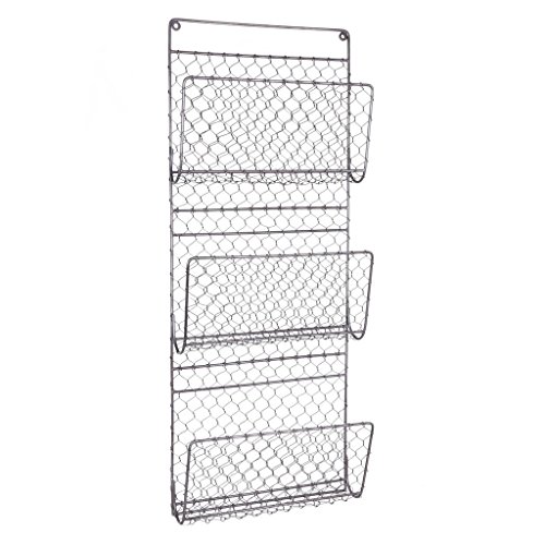 Support mural en 3 compartiments pour magasines, courrier - Solution de rangement en métal résistant pour cuisine, salon, chambre, bureau, café