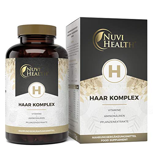 Nuvi Health® Haar Vitamine - 180 Kapseln - Einführungspreis - Hochdosierter Premium Komplex mit D-Biotin, Hirseextrakt, Bambusextrakt, N-acetyl-cystein, Selen, Zink & B-Vitaminen - Vega