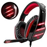 【Liviana y Cómoda】3 capas de cuero super suave simulado para una experiencia ultra cómoda a usted. Cubre toda la oreja y elimina el sonido externo de manera muy efectiva, proporcionar una excelente experiencia de juegos para un uso prolongado.