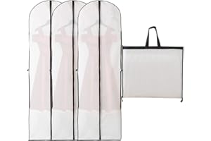 KENSBRO Kleidersack Anzug Lange 3 Stück, 60x180 cm Kleidersack Brautkleid, Kleiderhülle Kleiderschutzhüllen, Anti-Staub Kleidersack, Atmungsaktiver Kleidersack für Abendkleider oder Lange Mäntel