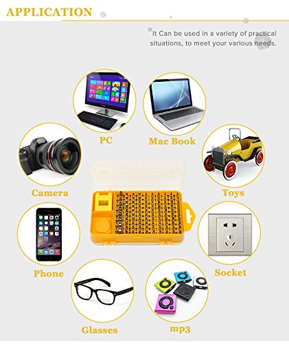 Mini-Schraubendreher-Set, M.Way 108-in-1 Set Präzisions-Werkzeug Schraubenzieher Torx Kreuzschlitz Reparatur-Satz Feinmechanik für PC Notebook Smartphone Handy und andere elektronische Produkte - 4