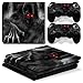 Produktbild Morbuy PS4 Pro Skin Design Folie Aufkleber Sticker schützende Haut Schale für Sony Playstation 4 Pro Konsole und 2 Dualshock Controller (Skull Red Eyes)