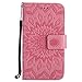 Produktbild Asus Zenfone GO ZB452KG Case, Chreey New [Embossed Sun Blossom] Leather Flip Phone Case / Cover / Skin [Pink] + Wallet Card Slots and Stand