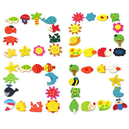 niceeshop(TM) Farbenreich Süß Karikatur Hölzern Kühlschrankmagnete für Kinder(Zufällige Farbe,Set von 12) - 3