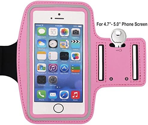 Running Armband, Shalwinn Water Resistant Running Armband With Key Holder for 6S,6, Moto,Samsung,Huawei And So On Pink(4.7-5.0" Screen)