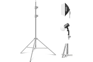 NEEWER 190cm Soporte de Luz Mejorado Soporte de Trípode Fotografía Plegable con Resorte de Acero Inoxidable con Juntas de Tubo para Luz de AnilloLED Strobe Flash Softbox, Carga Máxima 6,5kg,ST-190SS