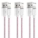 Produktbild iPhone Ladekabel Lightning Kabel TTWISH (3Pack 1M) Nylon Geflochtenes USB Kabel iPhone Ladegerät Schnellladekabel Für iPhone X,iPhone 8, iPhone8 Plus,iPhone 7,iPhone 6,iPhone 6S,iPhone SE, iPad Air 2, iPad Pro Und Mehr (Rot Weiß)