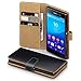 Produktbild Sony Xperia M5 Case, Terrapin Handy Leder Brieftasche Case Hülle mit Kartenfächer für Sony Xperia M5 Hülle Schwarz mit Hellbraun Interior