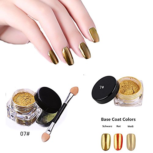 3 Farben Nagel Pigment Mirror Powder,Nail Glitzer Spiegel Effekt Pulver Glitter, CIDBEST® Spiegel Pulver, Mirror Nail Glitter Powder, Nagelkunst DIY Dekoration, Nageldesign Chrome Pigment-glänzendes Metallic Nail (2g/Stück) - 3