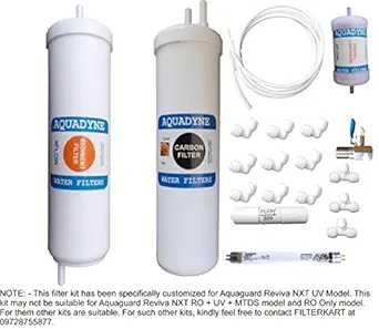 Aquadyne Filter Service Kit for Aquaguard Reviva NXT UV Water Purifier with Installation guide and video fitment support, 1- Piece, White