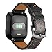 Produktbild TianranRT Zweifarbig Welle Punkt Leder Neu Luxus Leder Band Armband Watch Band Für Fitbit Versa BK (Schwarz)