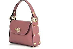 Superflybags Donna Borsa Pochette in vera Pelle con Tracolla in Catena e Clip Ape Modello NINIV 19x17x6,5 Made in Italy