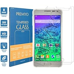 PREMYO Cristal Templado para Samsung Galaxy Alpha Protector Pantalla para Galaxy Alpha Dureza 9H Bordes 2,5D Vidrio Lámina Protección Compatible con Samsung Alpha Sin Burbujas contra Arañazos