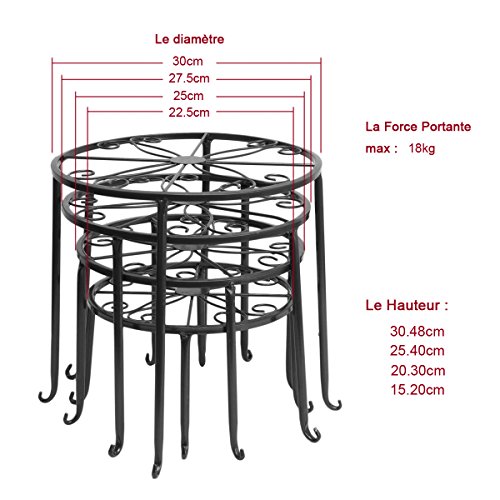 4in 1 Metall Blumen Regale Pflanzenständer Tisch Pflanzentisch Blumenständer (Schwarz) - 5
