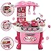 Produktbild deAO Küchenset mit verstellbaren Lichtern und Geräuschen, Spielzeug, Spielzeug für Kleinkinder, inkl. Zubehör, Rosa
