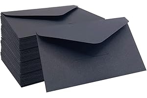 WYAN Mini Envelopes-80 Pack 10.5 * 6.8cm/4.13 * 2.67inch (External Dimension) Black Classic Flap Envelopes,Small Parts Envelopes,for Gift,Greeting Cards,Wedding,Business,Invitation(Card not Included)