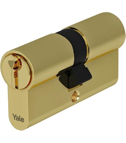 Cilindro Di Sicurezza Yale Con Pomolo Interno, Doppio, Ottone Lucido 40/40 Mm, 4 Chiavi Incluse - Per Porte Interne E Uffici