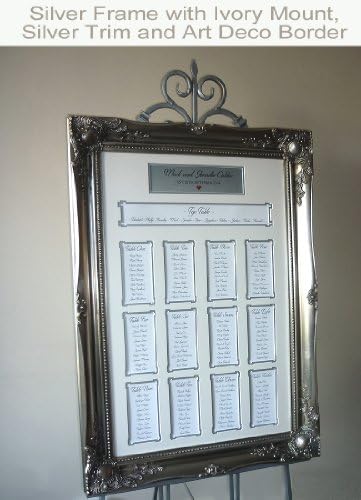Silver Luxury Wedding Seating Plan Frame – Large Baroque style - Fully Customisable (Ivory Mount with Silver Trim)
