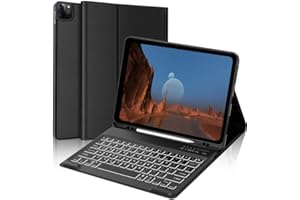 FARYODI Keyboard Case for iPad Pro 12.9" 2022/2021/2020/2018 (6th, 5th, 4th & 3rd Gen), iPad Pro 12.9 Inch Case with Keyboard, iPad Keyboard with 7 Color Backlight, Lightweight & Portable, Black