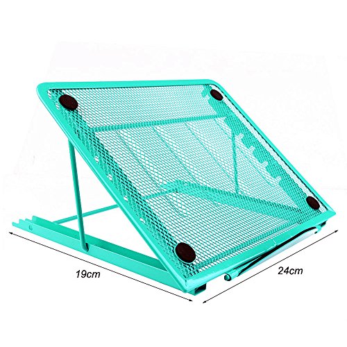 Faltbarer Laptop Tablet Ständer, InGoo Laptopständer Mesh Belüftet Kühler Halter Verstellbarer Computer Halterung Stütze Ständer für Laptop, Notebook, iPad Mini, iPhone, Tablets(Blau) - 5