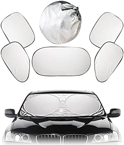LOCEN 6 PIC Car Windshield Sunshades Front Side Rear Windows Sun Shades UV Protection for Infants Children and Pets