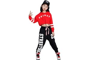 LOLANTA Hip Hop Dance Kleidung Kinder, Mädchen Hoodie Kapuzenpulli Sweatshirt Hose, Trainingsanzug