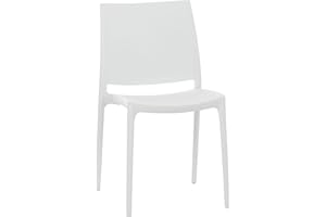 Chaise D'Extérieur Empilable Maya en Plastique I Chaise De Balcon Résistante Aux UV I Siege De Terrasse Hydrofuge, Couleur:Blanc