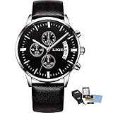 Men Watch Uhr Herren Männer Chronograph Quarz Armbanduhren Uhren Wasserdichte Ultradünne Luxusgeschäfts-beiläufige Herrenuhr mit Lederband, Leuchtzeiger, Kalender/Sekunde/Minute Anzeige