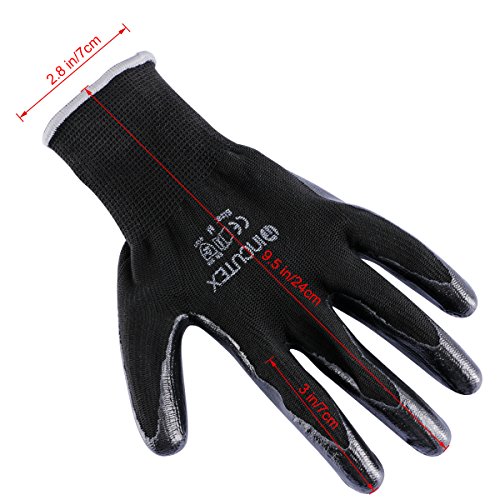 Incutex 12er Set Arbeitshandschuhe Montagehandschuhe Nylonhandschuhe Bauhandschuhe mit Nitrilbeschichtung Gr. M - 3