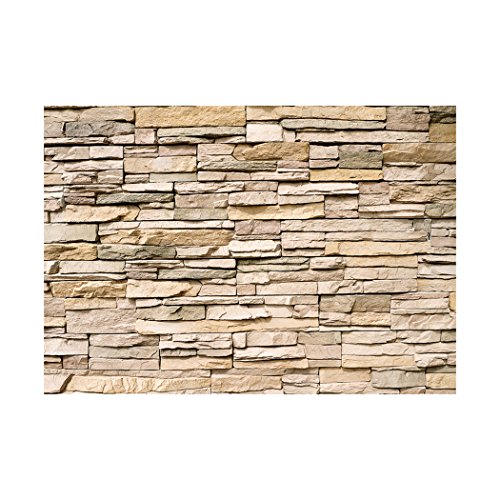 Fototapete Stein Steinwand Steinoptik braun 350×245 cm ! PREMIUM VLIES TAPETE – PROFI QUALITÄT (Keine Papiertapete, keine Blasenbildung) – Top moderne Wanddeko – Fototapete 3D Illusion – Riesen Wandbild – Top Design Tapete – Neue exklusvie Edition mit noch besser Druckauflösung – Deutsches Premium Vlies (Kein Import Vlies oder PVC), Schlafzimmer, Wohnzimmer, Kinderzimmer geeignet | modern Fototapeten Wandtapete Wand Steine Steintapete Mauer FOB0128a73XL - 2