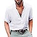 Produktbild BHYDRY Herren Langarm Henley Shirt Baumwolle Leinen Strand Yoga Loose Fit Tops Bluse