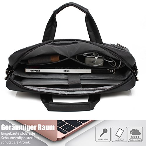 CoolBELL 17 3 Zoll Laptop Tasche mit Riemen mehrfachfach Messenger Bag Nylon Aktentasche f  r M  nner   Damen Schwarz